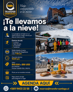 Transfer Santiago – Viaje compartido y privado a la nieve 2